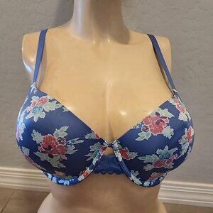 Maidenform Bra 36C Blue Floral Underwire Lined